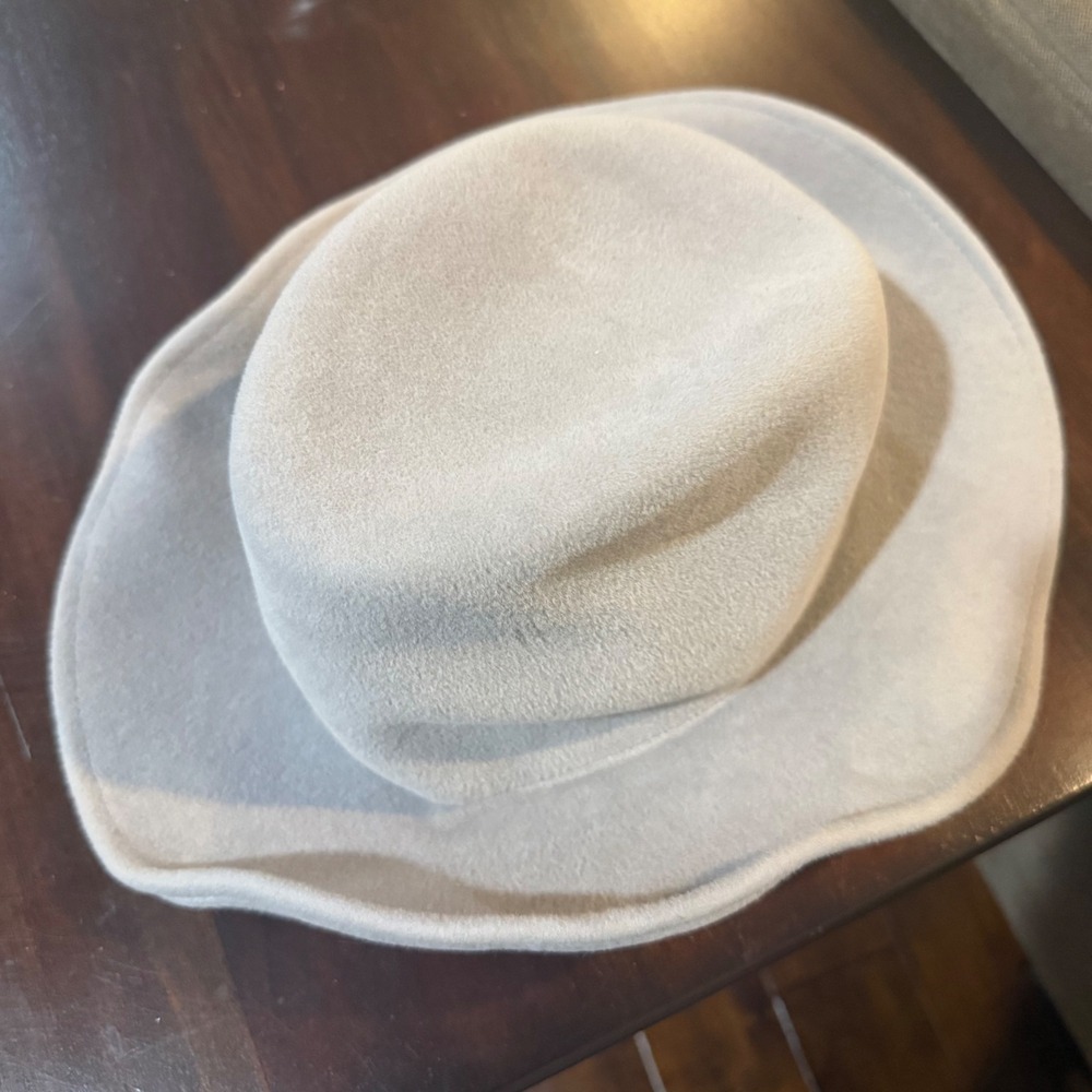 Rag & Bone Wool Felt Fedora Women Medium Light Gray Wide Brim Capsule Old Money